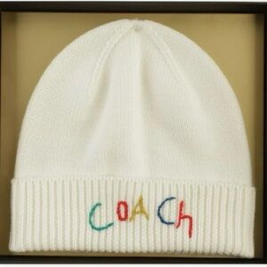 Coach Kids Cream Knit Beanie